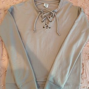 Tan tie up crew neck